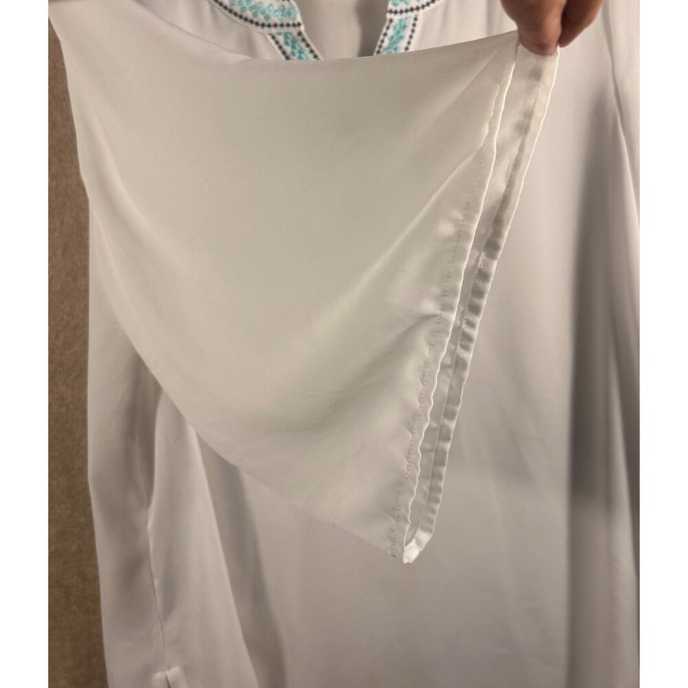 Ariat Women's White Tunic Top With Blue Embroidery Size L - Picture 5 of 13